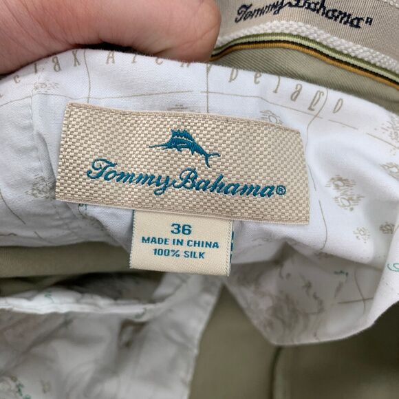 Tommy Bahama Silk Shorts Mens 36 Parchment Pleated Front Mid Rise Golf Chino - Picture 8 of 10